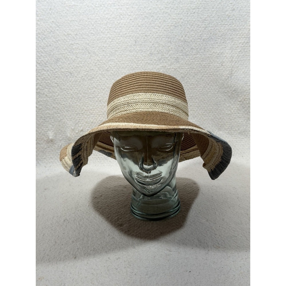 World Market Womens 22in Floppy Sun Hat Tan Straw Boho Coastal Beach